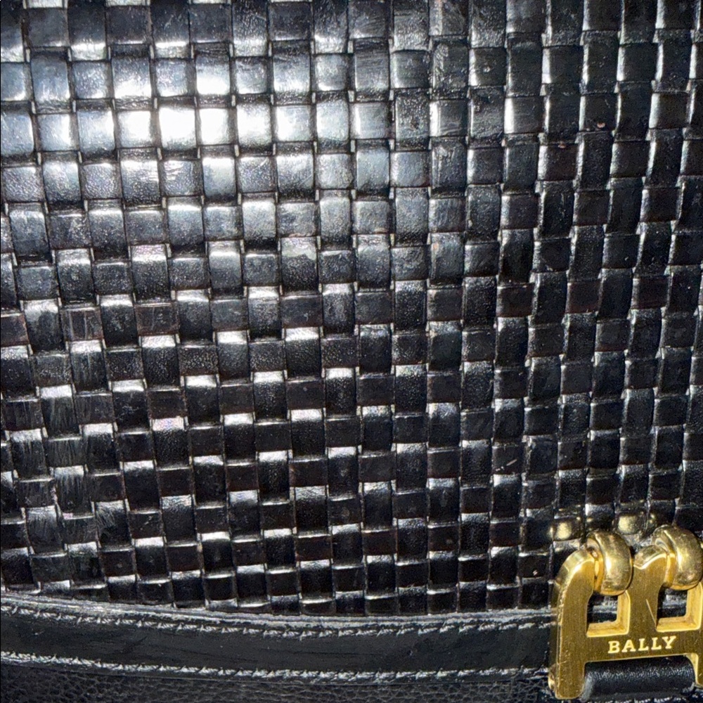 Bally Black Woven Leather Crossbody Bag EUC - Picture 3 of 16